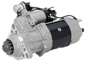 Keystone A metallic automotive starter motor with housing and gear components, featuring electrical connections on the top side, is part of the reliable Keystone Starters line. Alternators & Starters