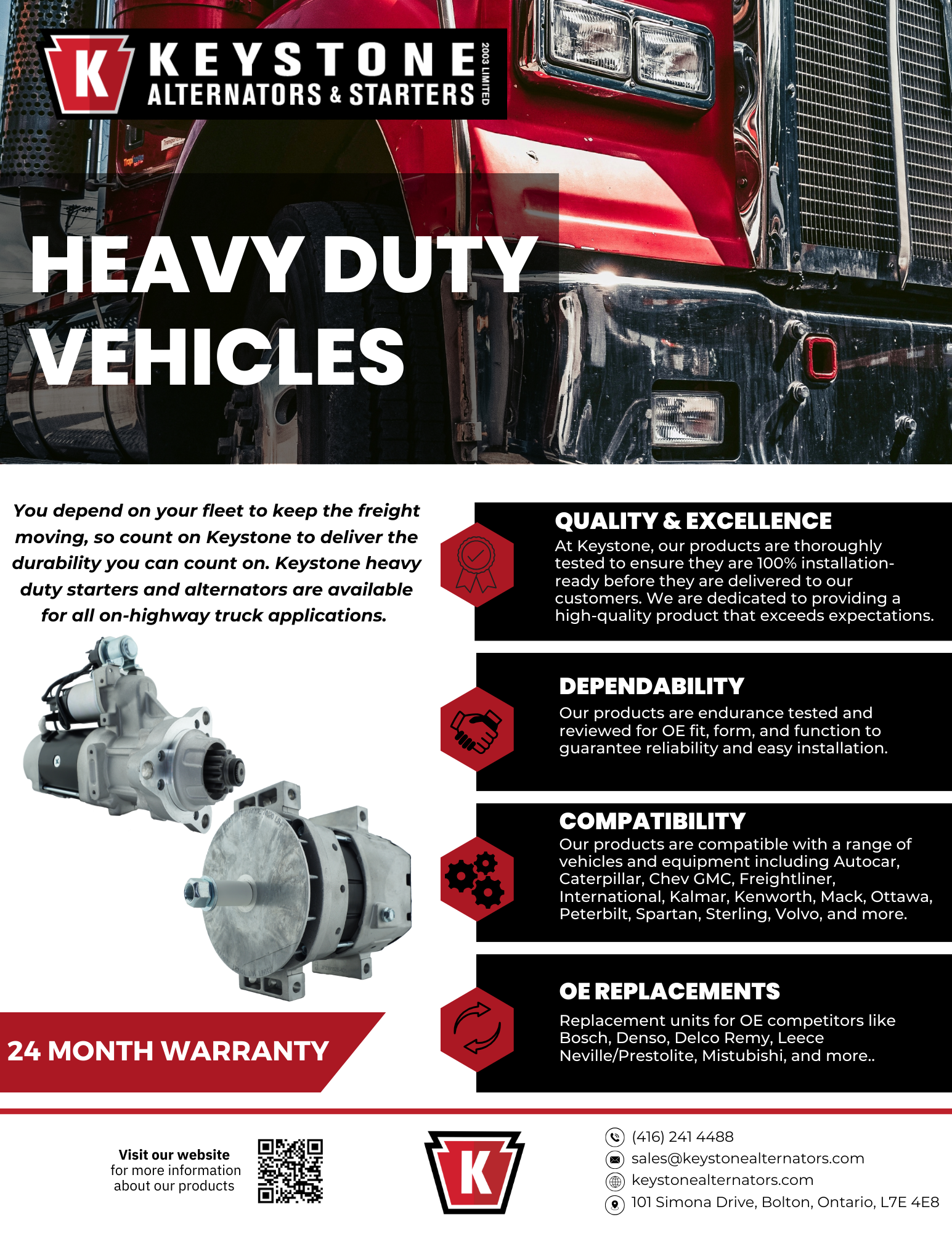 Downloadable PDF Sell Sheet about Keystone Heavy Duty Alternators and Starters