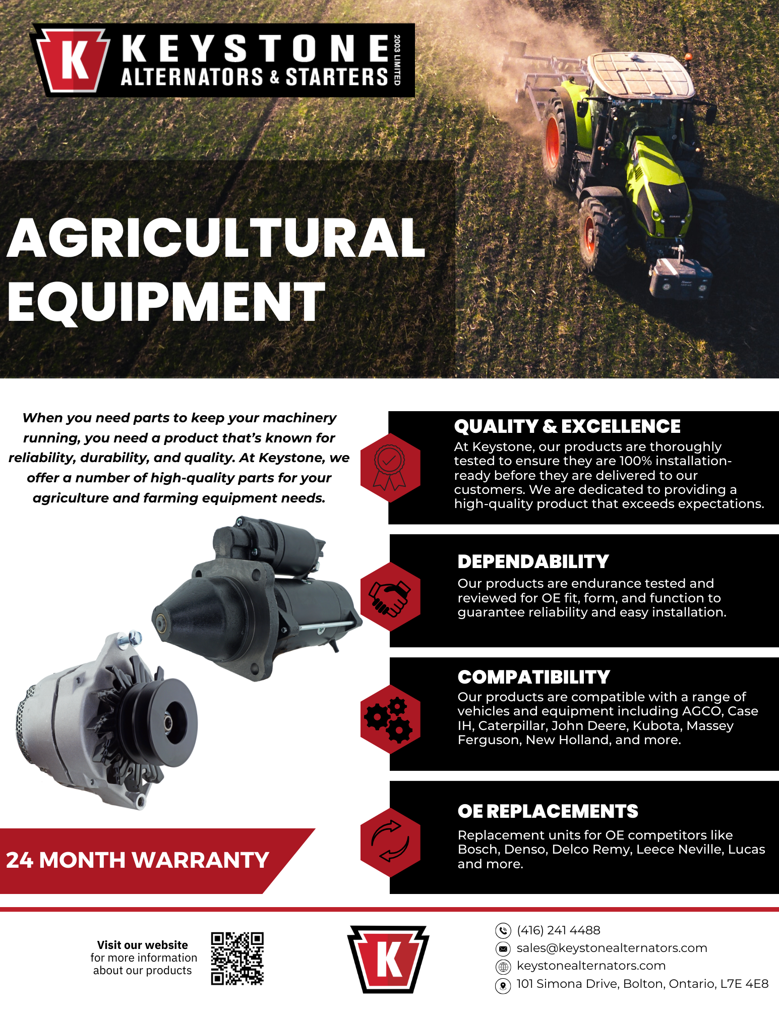 agricultural farming equipment alternators and starters keystone
