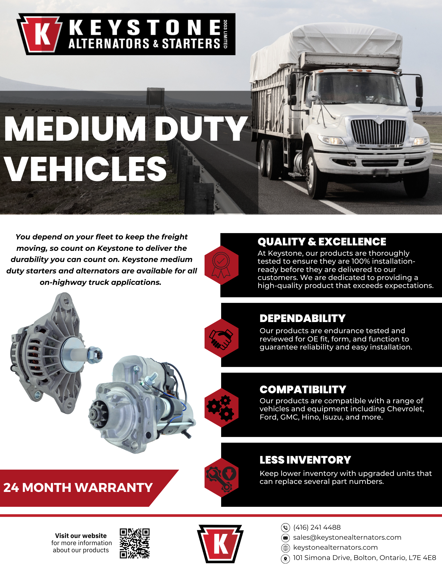 Medium duty trucks alternators and starters Keystone